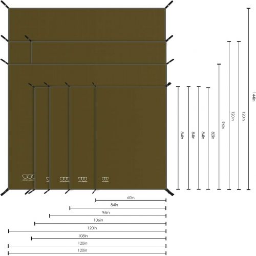  Gold Armour Tent Footprint, Camping Tarp Waterproof Ultralight - 84x60in 84x84in 84x96in 82x106in 120x108in 120x120in 120x144in Floor and Ground Tarps for Camping (OD Green 120x120