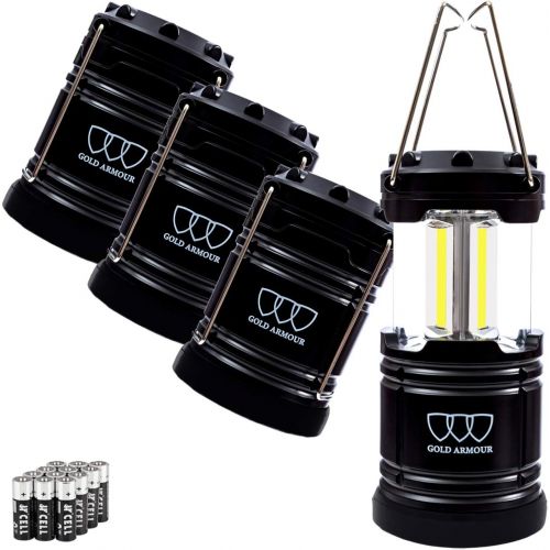  Gold Armour LED Camping Lantern, 4 Pack & 2 Pack, 500 Lumens, Survival Kits for Hurricane, Emergency, Storm, Outages, Outdoor Portable Lanterns Gear, Alkaline Batteries