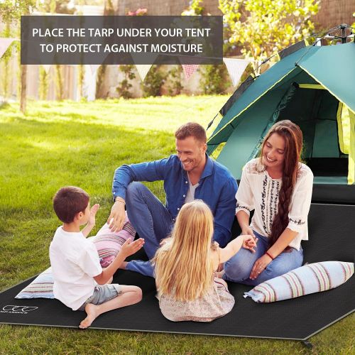  Gold Armour Tent Footprint, Camping Tarp Waterproof Ultralight - 84x60in 84x84in 84x96in 82x106in 120x108in 120x120in 120x144in Floor and Ground Tarps for Camping Hiking (Black 120