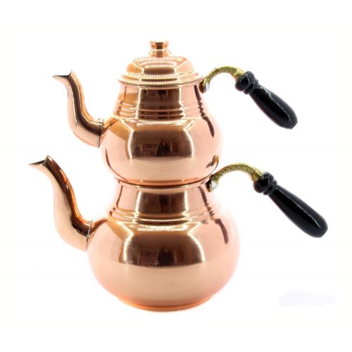  Gold Case COPPERIA Pure Copper Teapot by GOLD CASE - Hand-Crafted in Turkey from pure copper by the best known artisans - Consists of 4 pieces - Samovar - Tea Pot -