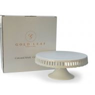 Gold Leaf Confections Pedestal Footed Cake Stand with Interchangeable Ribbon Trim (Includes 3 Grosgrain Ribbons) - Perfect for Wedding Cakes Baby Showers Birthdays, 10-inch Round