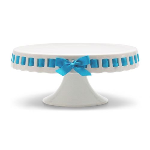  Gold Leaf Confections Pedestal Footed Cake Stand with Interchangeable Ribbon Trim (Includes 3 Grosgrain Ribbons) - Perfect for Wedding Cakes Baby Showers Birthdays, 10-inch Round