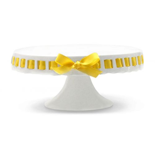  Gold Leaf Confections Pedestal Footed Cake Stand with Interchangeable Ribbon Trim (Includes 3 Grosgrain Ribbons) - Perfect for Wedding Cakes Baby Showers Birthdays, 10-inch Round