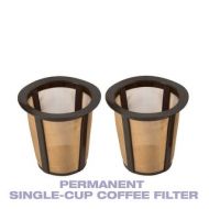 GoldTone Single Cup Reusable Coffee Filters Only for Keurig Style Brewers, 2 Pack-Larger Filter Holds 33% More Coffee
