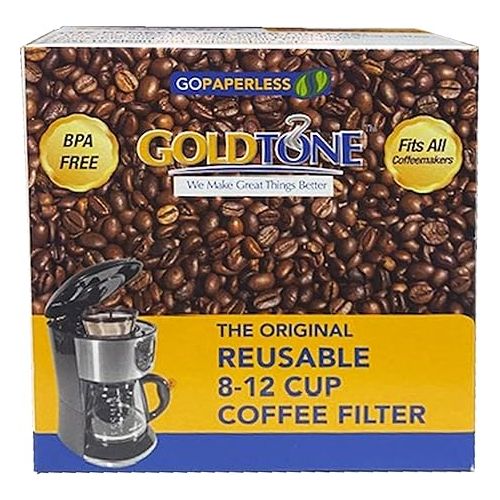  GOLDTONE Reusable 8-12 Cup Basket Coffee Filter fits Black and Decker Makers and Brewers, Replaces your Paper Coffee Filters, BPA-Free