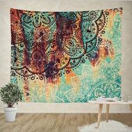 Marke: Goldbeing Goldbeing indischer Wandteppich Wandbehang Tuch Wandtuch Gobelin Tapestry Goa Dekotuch Tagesdecke - Tuerkis Halbkreis - (203 x 153cm) Groesse: L