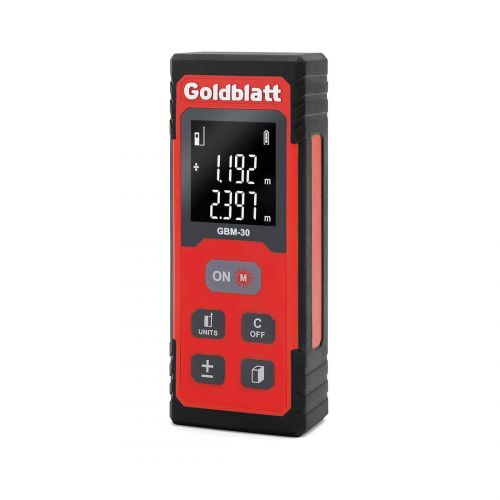  Goldblatt Goldbaltt Laser Measure - 100Ft Digital Tape Measurement for Distance Area Volume Pythagorean Calculation, Batteries Included