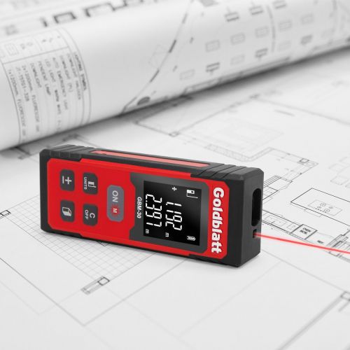  Goldblatt Goldbaltt Laser Measure - 100Ft Digital Tape Measurement for Distance Area Volume Pythagorean Calculation, Batteries Included