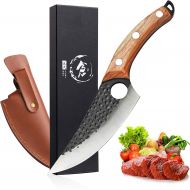 Golden Bird Viking Knife Meat Cleaver Knife Hand Forged Boning Knife with Sheath Butcher Knives High Carbon Steel Fillet Knife Chef Knives for Kitchen, Camping, BBQ