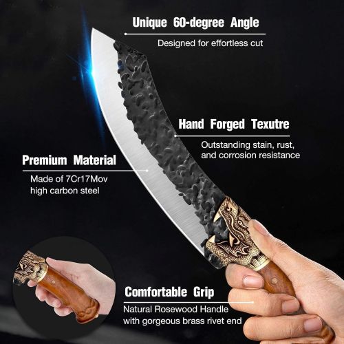  [아마존베스트]Golden Bird Butcher Breaking Knife Professional Boning Knives Set Hand Forged Meat Knife with Sheath German High Carbon Steel Knife for Kitchen, Camping, Outdoors