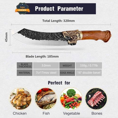  [아마존베스트]Golden Bird Butcher Breaking Knife Professional Boning Knives Set Hand Forged Meat Knife with Sheath German High Carbon Steel Knife for Kitchen, Camping, Outdoors