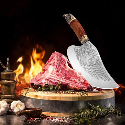  [아마존베스트]Golden Bird Meat Cleaver Knife Butcher Knife Set Hand Forged Kitchen Knife Kit High Carbon Steel Boning Knife with Gift Box