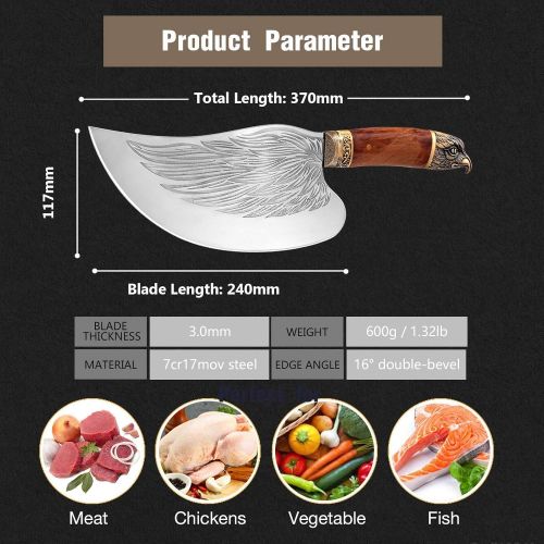  [아마존베스트]Golden Bird Meat Cleaver Knife Butcher Knife Set Hand Forged Kitchen Knife Kit High Carbon Steel Boning Knife with Gift Box