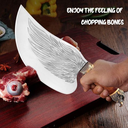  [아마존베스트]Golden Bird Meat Cleaver Knife Butcher Knife Set Hand Forged Kitchen Knife Kit High Carbon Steel Boning Knife with Gift Box