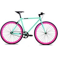 Golden Cycles Single Speed Fixed Gear Bike with Front & Rear Brakes(Betty 48), Celestial/Pink