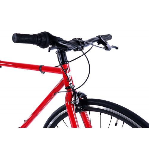  Golden Cycles Velo-7 Hybrid Bicycle, 7 Speed with Front & Rear Brake (Red, 52)