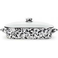 [아마존베스트]Golden Rabbit Enamelware -Black Swirl Pattern -16 x 12.5 x 4 Inch Roasting Pan Set