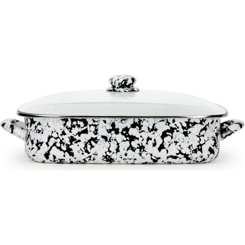  [아마존베스트]Golden Rabbit Enamelware -Black Swirl Pattern -16 x 12.5 x 4 Inch Roasting Pan Set