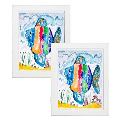  [아마존베스트]Golden State Art 8.5x11 White Art Frames - Set of 2 - Wall and Tabletop Display - Front Opening for Easy Showcase - Great for Kids Drawings and Artworks, Children Art Projects, Schoolwork - Home or