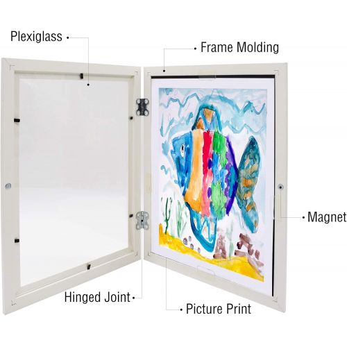  [아마존베스트]Golden State Art 8.5x11 White Art Frames - Set of 2 - Wall and Tabletop Display - Front Opening for Easy Showcase - Great for Kids Drawings and Artworks, Children Art Projects, Schoolwork - Home or