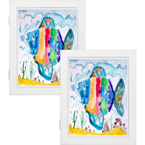  [아마존베스트]Golden State Art 8.5x11 White Art Frames - Set of 2 - Wall and Tabletop Display - Front Opening for Easy Showcase - Great for Kids Drawings and Artworks, Children Art Projects, Schoolwork - Home or