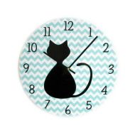 GoldenDaysDesigns Cat Wall Clock, Chevron Wall Decor, Cat Lover Gift