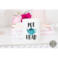 /GoldenDesignsbySarah Pot head mug, tea lovers gift, gift for tea lover, funny mug, funny coffee mug, gag gift, pot head mug, tea pot mug, tea put cup, funny