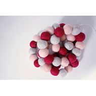 /GoldenDropGarlands Valentines Day Garland - Felt Ball Garland -Pom Pom Garland - Valentines Mantle Decor - Pink & Red Garland - Holiday Garland - Sweetart