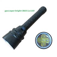 Goldengulf Professional Scuba Diving Flashlight 5PCS CREE L2 LED Super Bright 4800 Lumen Underwater 100M Submarine Light Battery and Charger Included