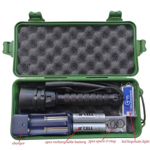  Goldengulf Professional Scuba Diving Flashlight 5PCS CREE L2 LED Super Bright 4800 Lumen Underwater 100M Submarine Light Battery and Charger Included