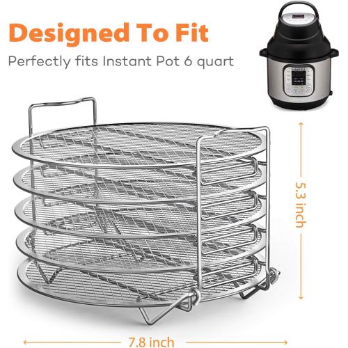  [아마존베스트]Goldlion Dehydrator Rack Compatible with Instant Pot 6 Quart Stainless Steel Stand Accessories for Air Fryer Crisp Lid