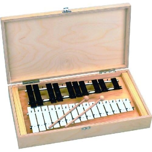  [아마존베스트]goldon 25KeysHardened Steel with 2Paddles, in wooden boxChromatic Half Metallophone