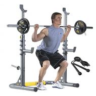 Golds Gym New Gen Adjustable Olympic Squat Rack, Bench Press, Preacher Curl with New Gen Jump Rope