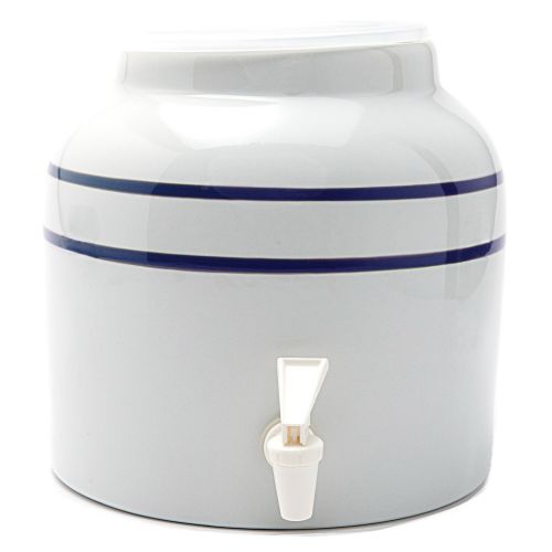  Goldwell Enterprises Inc DS171 2-12 Gal Blue Stripe Porcelain Water Dispenser Crock