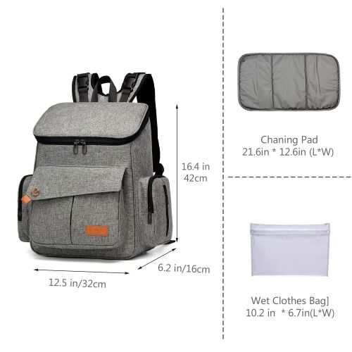  Goldwheat goldwheat Multifunction Backpack Travel Back Pack Diaper Bag, Large Capacity and Stylish,Gray