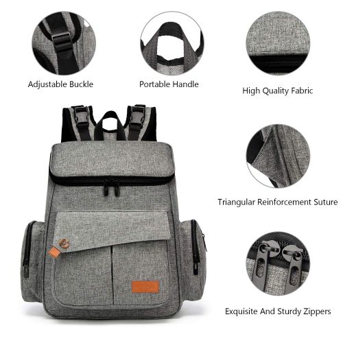  Goldwheat goldwheat Multifunction Backpack Travel Back Pack Diaper Bag, Large Capacity and Stylish,Gray