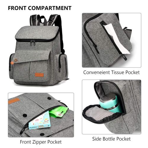  Goldwheat goldwheat Multifunction Backpack Travel Back Pack Diaper Bag, Large Capacity and Stylish,Gray