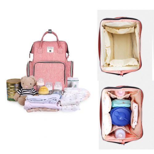  Goldwheat Diaper Bag Multi-Function Travel Backpack Organizer Nappy Bag for Baby Care,Cushioned Changing Pad,Stroller Strap & Wet Clothes Bag,Large Capacity,Pink