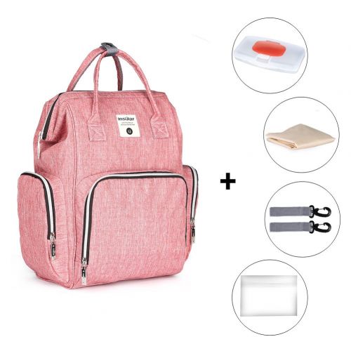  Goldwheat Diaper Bag Multi-Function Travel Backpack Organizer Nappy Bag for Baby Care,Cushioned Changing Pad,Stroller Strap & Wet Clothes Bag,Large Capacity,Pink