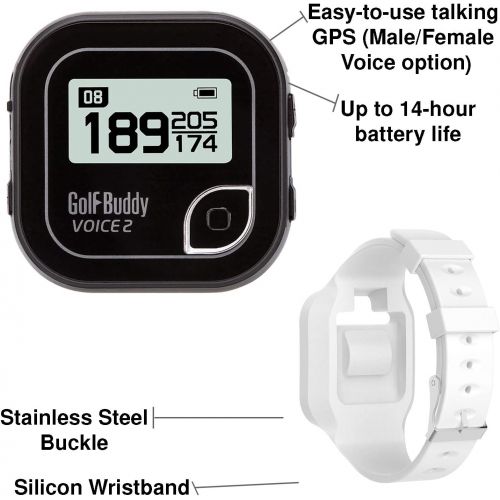  BUNDLE: 2016 Golf Buddy Voice 2 Golfbuddy Voice2 Easy-To-Use Talking GPS + Golf Buddy Wristband (White)