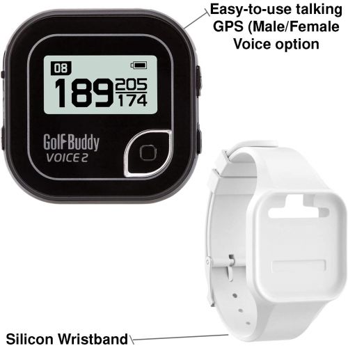  BUNDLE: 2016 Golf Buddy Voice 2 Golfbuddy Voice2 Easy-To-Use Talking GPS + Golf Buddy Wristband (White)