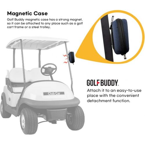  Golf Buddy Rangefinder Magnetic Case, Hard Shell Pouch for Golf Cart Frames and Trolley, Quick Band, Carabiner, Belt Hole