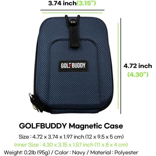  Golf Buddy Rangefinder Magnetic Case, Hard Shell Pouch for Golf Cart Frames and Trolley, Quick Band, Carabiner, Belt Hole