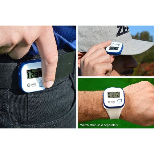  [아마존베스트]GolfBuddy Clip on Voice 2 Golf Navigation GPS for Hat/GPS and Laser Rangefinder, 14 Hours Battery Life, Water Resistant with Lifetime Free Courses and Software Updates,White/Navy