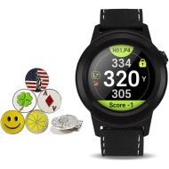 Golf Buddy Aim W10 Bluetooth Wireless Golf GPS Smartwatch Bundle with 5 Ball Markers and 1 Hat Clip - GPS Rangefinder Watch - Black