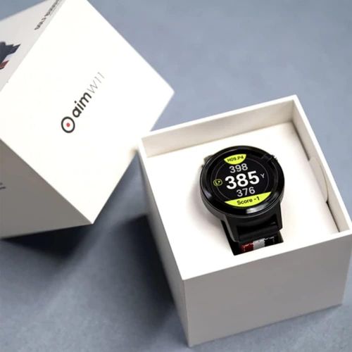  Golf Buddy Aim W10 Bluetooth Wireless Golf GPS Smartwatch Bundle with 5 Ball Markers and 1 Hat Clip - GPS Rangefinder Watch - Black