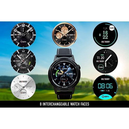  Golf Buddy Aim W10 Bluetooth Wireless Golf GPS Smartwatch Bundle with 5 Ball Markers and 1 Hat Clip - GPS Rangefinder Watch - Black