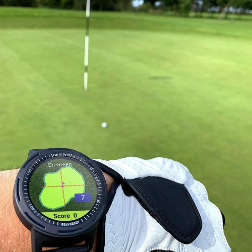  Golf Buddy Aim W10 Bluetooth Wireless Golf GPS Smartwatch Bundle with 5 Ball Markers and 1 Hat Clip - GPS Rangefinder Watch - Black