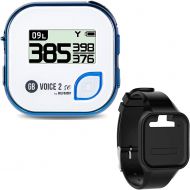 Golf Buddy Voice 2 Talking GPS Rangefinder (Bundle), Long Lasting Battery Golf Distance Range Finder & Silicon Strap Wristband (Voice 2 SE (Long Battery), Blue SE + Black Wristband