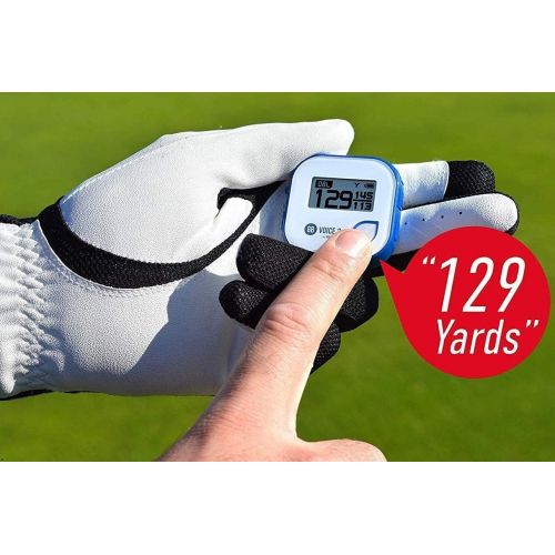  Golf Buddy Voice 2 Talking GPS Rangefinder (Bundle), Long Lasting Battery Golf Distance Range Finder & Silicon Strap Wristband (Voice 2 SE (Long Battery), Blue SE + Black Wristband